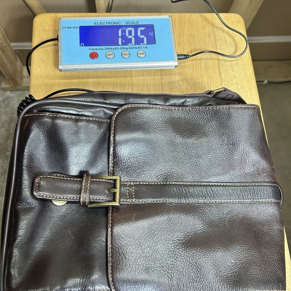 Wilson Leather Messenger Bag Brown Crossbody Tablet Snap Adjustable Pockets